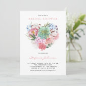 Invitation Aquarelle Succulente Fête des mariées de coeur flo (Debout devant)