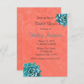 Invitation Aquarelle Succulente Fête des mariées Dentelle ora (Devant / Derrière)