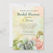 Invitation Aquarelle Succulente Fête des mariées florale (Devant)