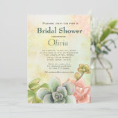 Invitation Aquarelle Succulente Fête des mariées florale (Debout devant)