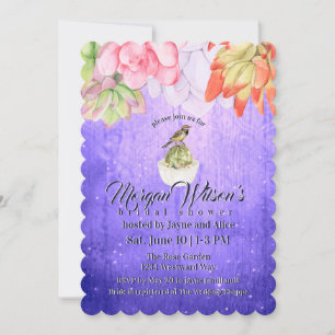 Invitation Aquarelle Succulente Fête des mariées pourpre d'oi