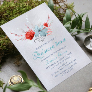 Invitation Aquarelle Succulente Florale Quinceañera