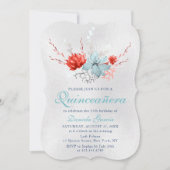 Invitation Aquarelle Succulente Florale Quinceañera (Devant)