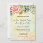Invitation Aquarelle Succulente Mariage floral - option 2 (Devant)