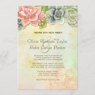 Invitation Aquarelle Succulente Mariage floral - option 2