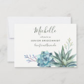 Invitation Aquarelle Succulente Soyez Ma Jeune Femme D'Accuei (Devant)