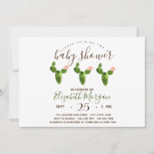 Invitation Aquarelle Succulentes Points Baby Shower (Devant)