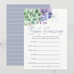 Invitation Aquarelle Succulents Baby Predictions Jeu