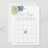 Invitation Aquarelle Succulents Baby shower Bingo bébé (Devant)