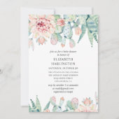 Invitation Aquarelle succulents baby shower. Cactus floral (Devant)