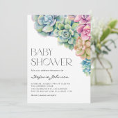 Invitation Aquarelle Succulents Baby shower d'été QR Code (Debout devant)