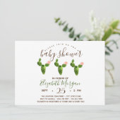 Invitation Aquarelle Succulents Baby shower Pois (Debout devant)