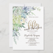 Invitation Aquarelle Succulents Désert 50e anniversaire (Devant)