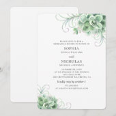 Invitation Aquarelle succulents dîner de répétition mariage (Devant / Derrière)