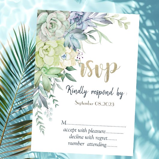 Invitation Aquarelle Succulents du désert Points RSVP