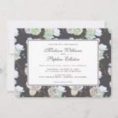 Invitation Aquarelle| Succulents et branches - Mariage (Devant)