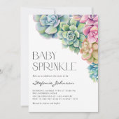 Invitation Aquarelle Succulents Été Bébé Parsemer (Devant)