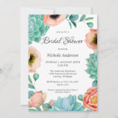 Invitation Aquarelle Succulents Fête des mariées florale (Devant)