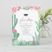 Invitation Aquarelle Succulents Graduation Party (Debout devant)