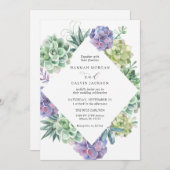 Invitation Aquarelle Succulents Mariage (Devant / Derrière)