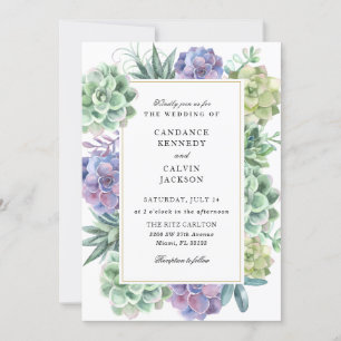 Invitation Aquarelle Succulents Mariage