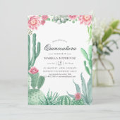 Invitation Aquarelle Succulents Mariage Quinceañera (Debout devant)