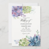 Invitation Aquarelle Succulents Photo Mariage (Devant)