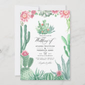 Invitation Aquarelle Succulents Photo Mariage (Devant)