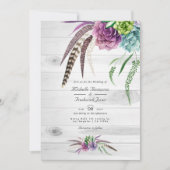 Invitation Aquarelle Succulents QR Code Mariage de Bohême (Devant)