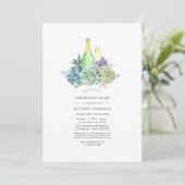Invitation Aquarelle Succulents Vin Célébration de la vie (Debout devant)