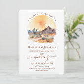 Invitation Aquarelle sud-ouest du désert et Mariage de Cactus (Debout devant)