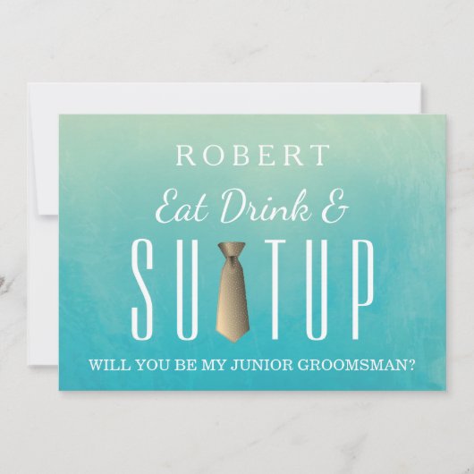 Invitation Aquarelle Suit-up Serez-vous mon groomsman ? (Devant)