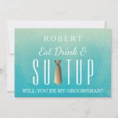 Invitation Aquarelle Suit-up Serez-vous mon groomsman ? (Devant)