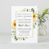 Invitation Aquarelle Sunflower Blanc Floral Mariage photo (Debout devant)