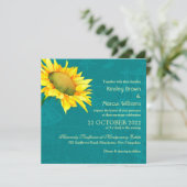 Invitation Aquarelle Sunflower Blue Jade Mariage (Debout devant)
