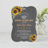 Invitation Aquarelle Sunflower Chalkboard 50 Anniversaire (Debout devant)