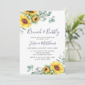 Invitation Aquarelle Sunflower Eucalyptus Brunch & Bubbly (Debout devant)