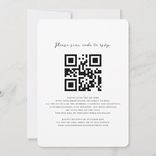 Invitation Aquarelle Sunflower Eucalyptus QR Code Mariage (Dos)