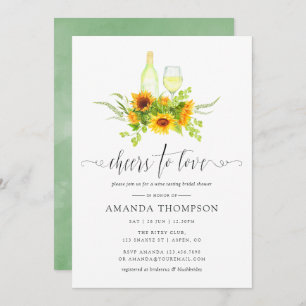 Invitation Aquarelle Sunflower Fête des mariées Dégustation d