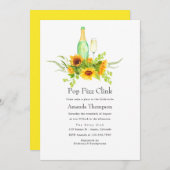 Invitation Aquarelle Sunflower Pop Fizz Clink Fête des mariée (Devant / Derrière)