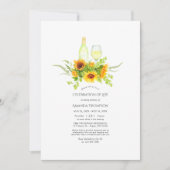 Invitation Aquarelle Sunflower Vin Célébration de la vie dans (Devant)