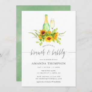 Invitation Aquarelle Sunflowers Brunch et Bubbly