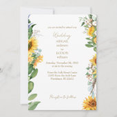 Invitation Aquarelle Sunflowers Gold Texte Mariage (Devant)