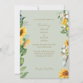 Invitation Aquarelle Sunflowers Gold Texte Sage Mariage (Devant)