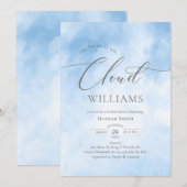 Invitation Aquarelle sur la Fête des mariées Nuage 9 (Devant / Derrière)