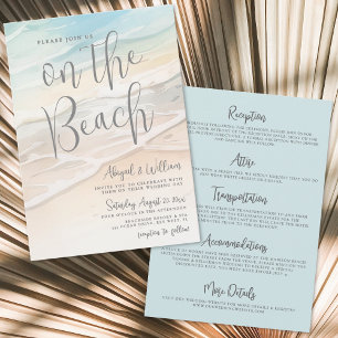 Invitation Aquarelle sur la plage mariage tout en un