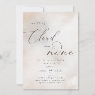 Invitation Aquarelle sur le nuage 9 Baby shower