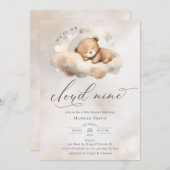 Invitation Aquarelle sur le nuage 9 Baby shower (Devant / Derrière)