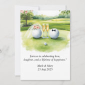 Invitation Aquarelle sur le thème du mariage de golf (Devant)
