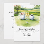 Invitation Aquarelle sur le thème du mariage de golf (Devant / Derrière)